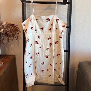 Anthropologie/Maeve White Cherry Embroidered Mini Dress – Size 4